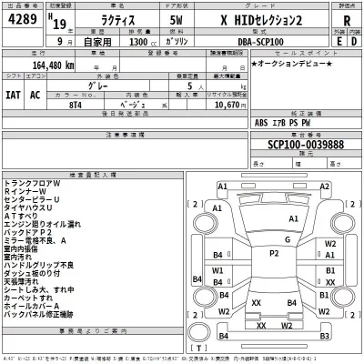 Toyota RACTIS  с аукциона в Японии