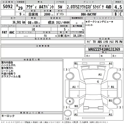 Audi A4  с аукциона в Японии