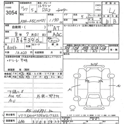 Citroen DS3  с аукциона в Японии