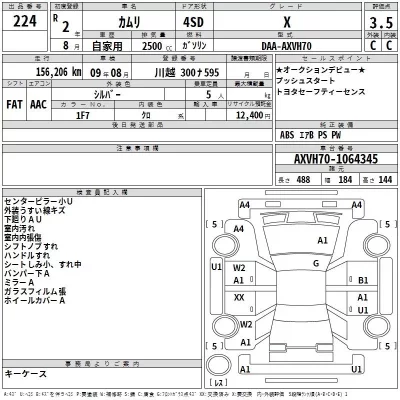 Toyota CAMRY  с аукциона в Японии