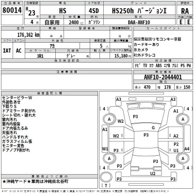 Lexus HS  с аукциона в Японии
