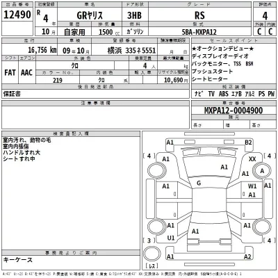 Toyota YARIS  с аукциона в Японии