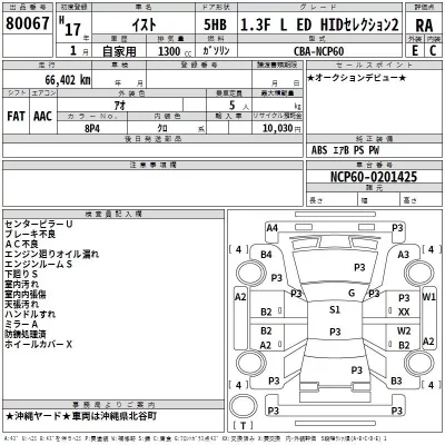 Toyota IST  с аукциона в Японии