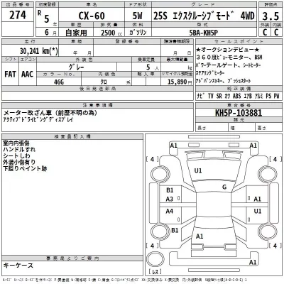 Mazda CX-60  с аукциона в Японии