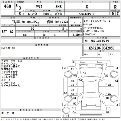 Toyota YARIS  с аукциона в Японии