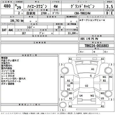 Toyota HIACE  с аукциона в Японии