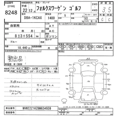 Volkswagen GOLF  с аукциона в Японии