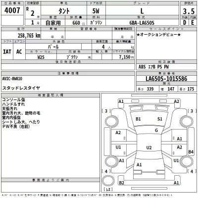 Daihatsu TANTO  с аукциона в Японии