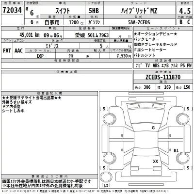 Suzuki SWIFT  с аукциона в Японии