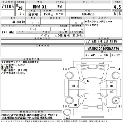 BMW X1  с аукциона в Японии