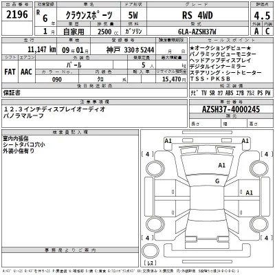 Toyota CROWN SPORT  с аукциона в Японии