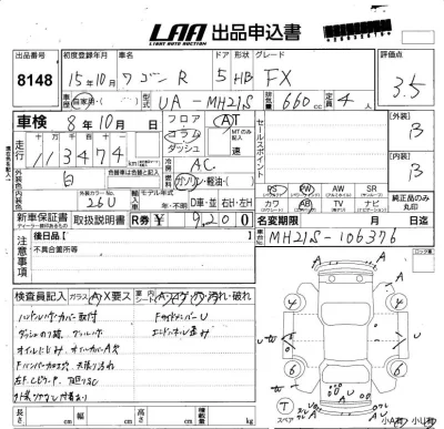 Suzuki WAGON R  с аукциона в Японии