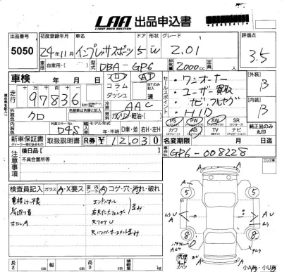 Subaru IMPREZA  с аукциона в Японии