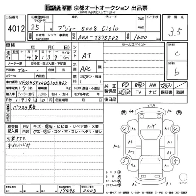 Peugeot 5008  с аукциона в Японии