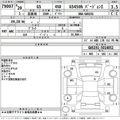 Lexus GS  с аукциона в Японии