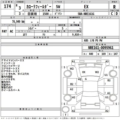 Toyota COROLLA FIELDER  с аукциона в Японии