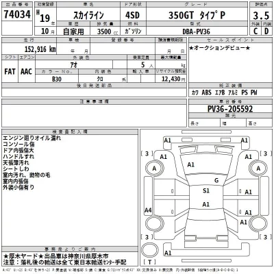 Nissan SKYLINE  с аукциона в Японии