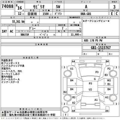 Honda MOBILIO  с аукциона в Японии
