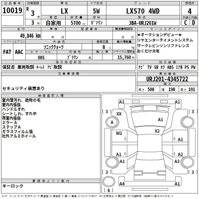 Lexus LX  с аукциона в Японии