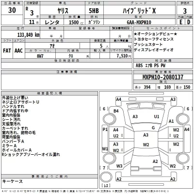 Toyota YARIS  с аукциона в Японии