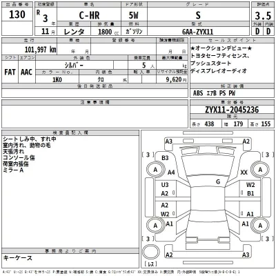 Toyota C-HR  с аукциона в Японии