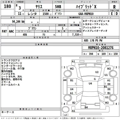 Toyota YARIS  с аукциона в Японии