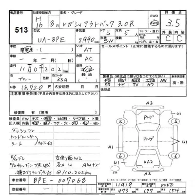 Subaru LEGACY OUTBACK  с аукциона в Японии