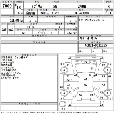 Toyota IPSUM  с аукциона в Японии