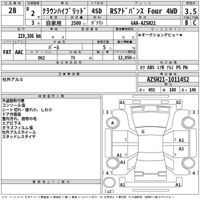 Toyota CROWN  с аукциона в Японии