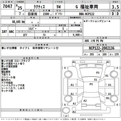 Toyota RACTIS  с аукциона в Японии