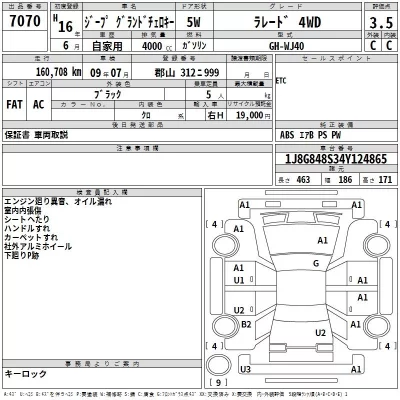Chrysler JEEP GRAND CHEROKEE  с аукциона в Японии
