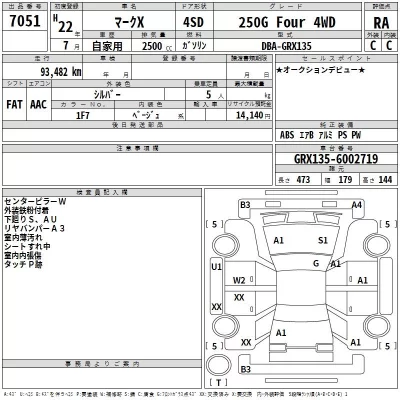 Toyota MARK X  с аукциона в Японии