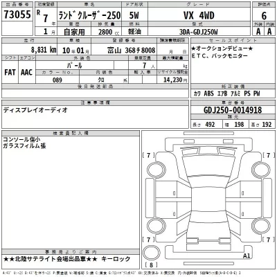 Toyota LAND CRUISER  с аукциона в Японии