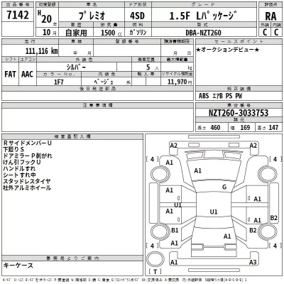 Toyota PREMIO  с аукциона в Японии
