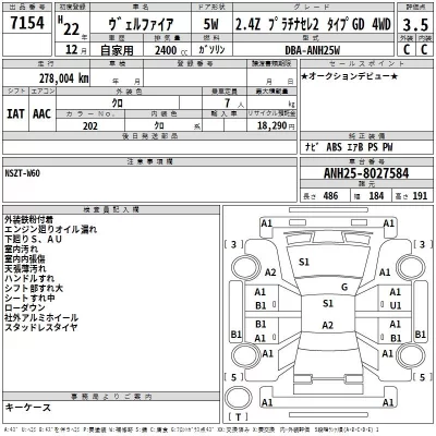 Toyota VELLFIRE  с аукциона в Японии