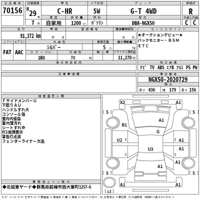 Toyota C-HR  с аукциона в Японии