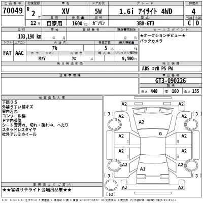 Subaru XV  с аукциона в Японии