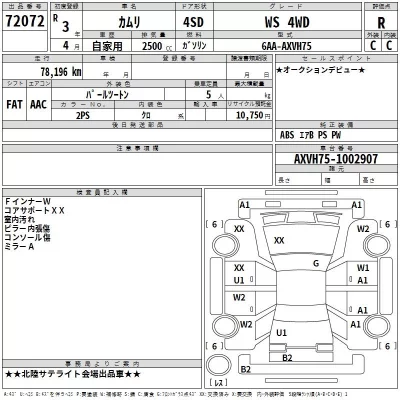 Toyota CAMRY  с аукциона в Японии