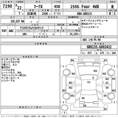 Toyota MARK X  с аукциона в Японии