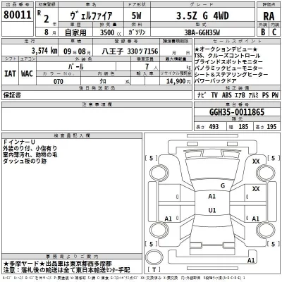 Toyota VELLFIRE  с аукциона в Японии