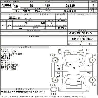 Lexus GS  с аукциона в Японии