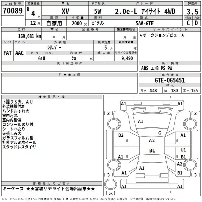 Subaru XV  с аукциона в Японии