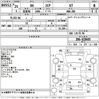 Toyota 86  с аукциона в Японии