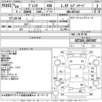 Toyota PREMIO  с аукциона в Японии