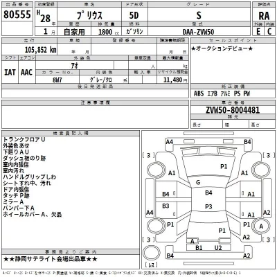 Toyota PRIUS  с аукциона в Японии