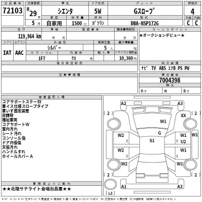 Toyota SIENTA  с аукциона в Японии