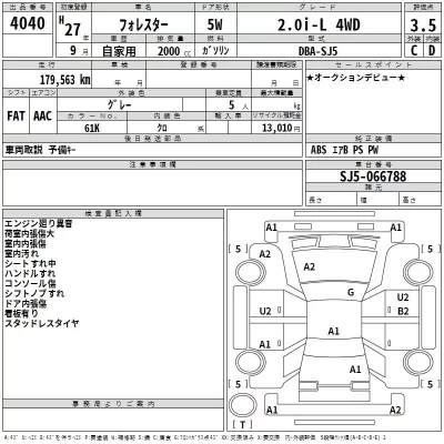 Subaru FORESTER  с аукциона в Японии
