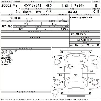 Subaru IMPREZA G4  с аукциона в Японии