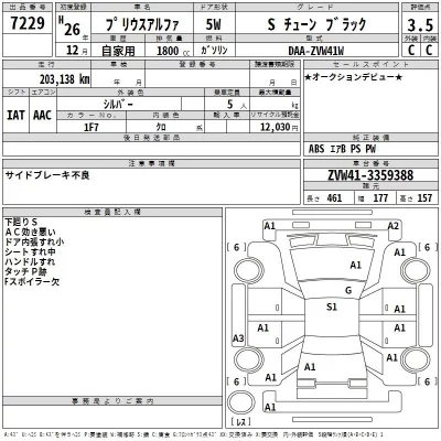 Toyota PRIUS ALPHA  с аукциона в Японии