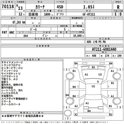 Toyota CARINA  с аукциона в Японии
